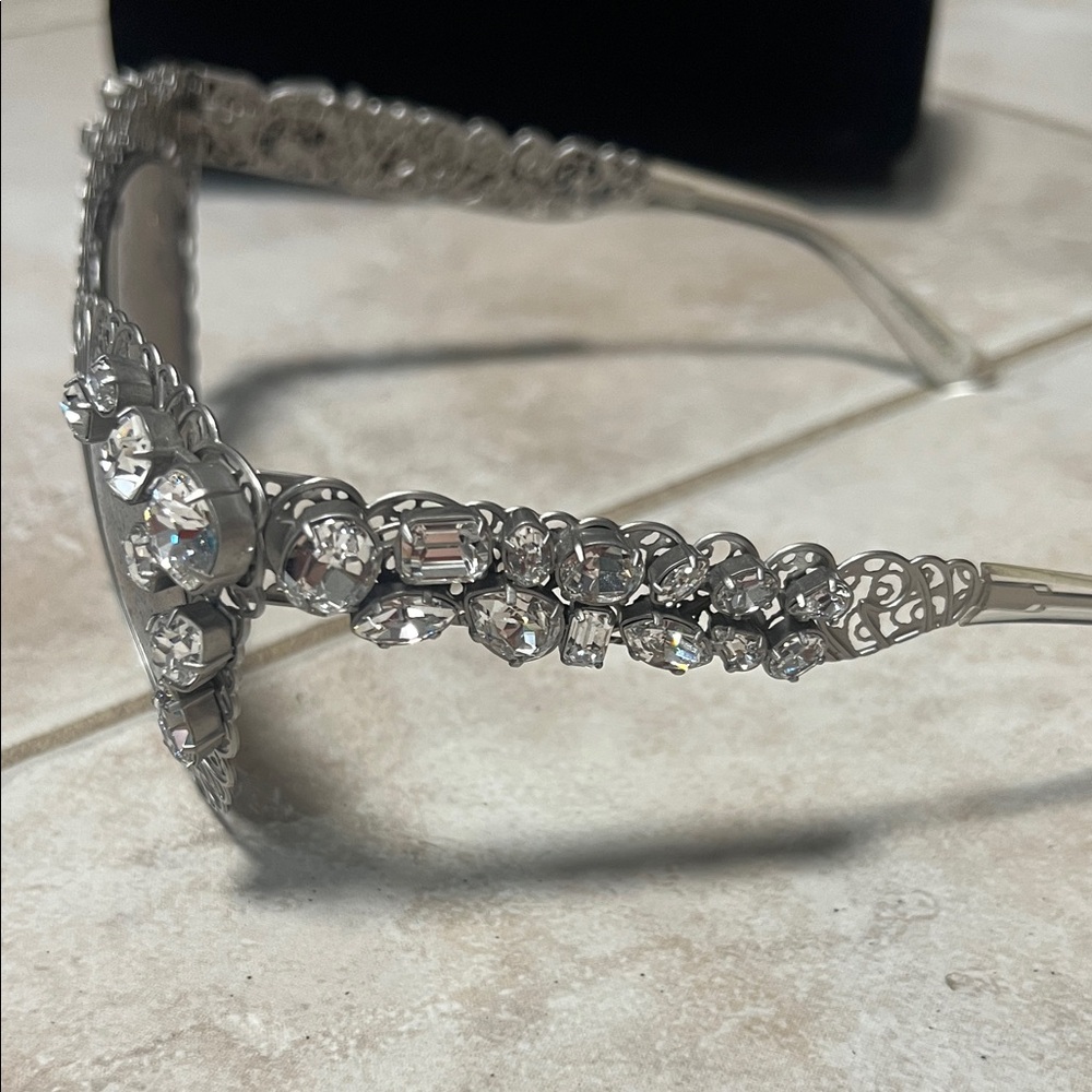 Authentic Dolce & Gabbana Silver Filigree and Crystal Sunglasses - Picture 3 of 8